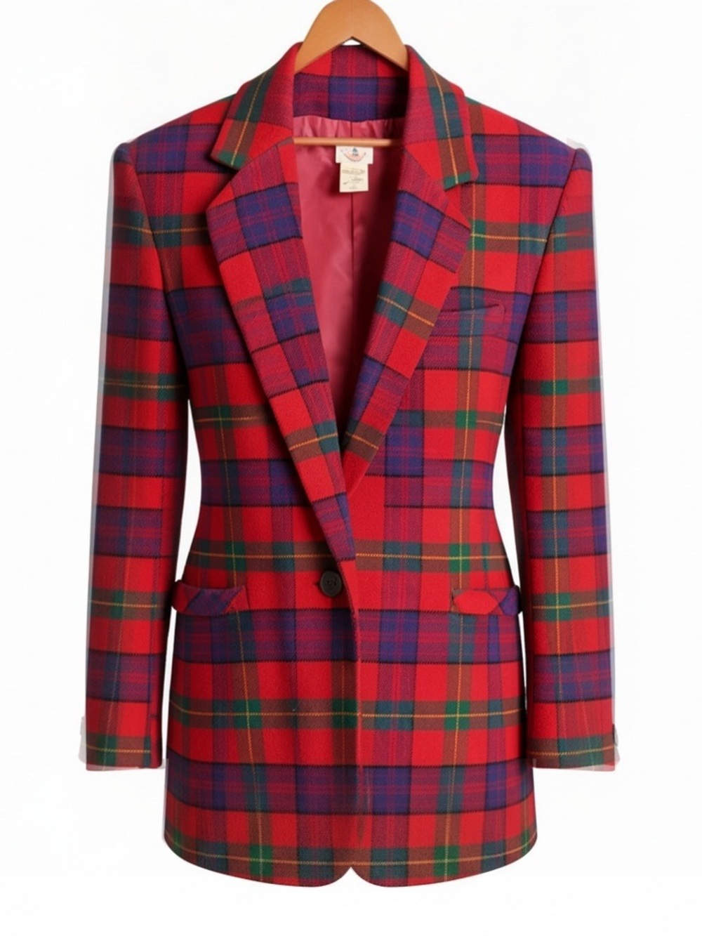 Vintage Deck-Mates Nygard 80’s Plaid Single-Button Women's Blazer Jacket in Red